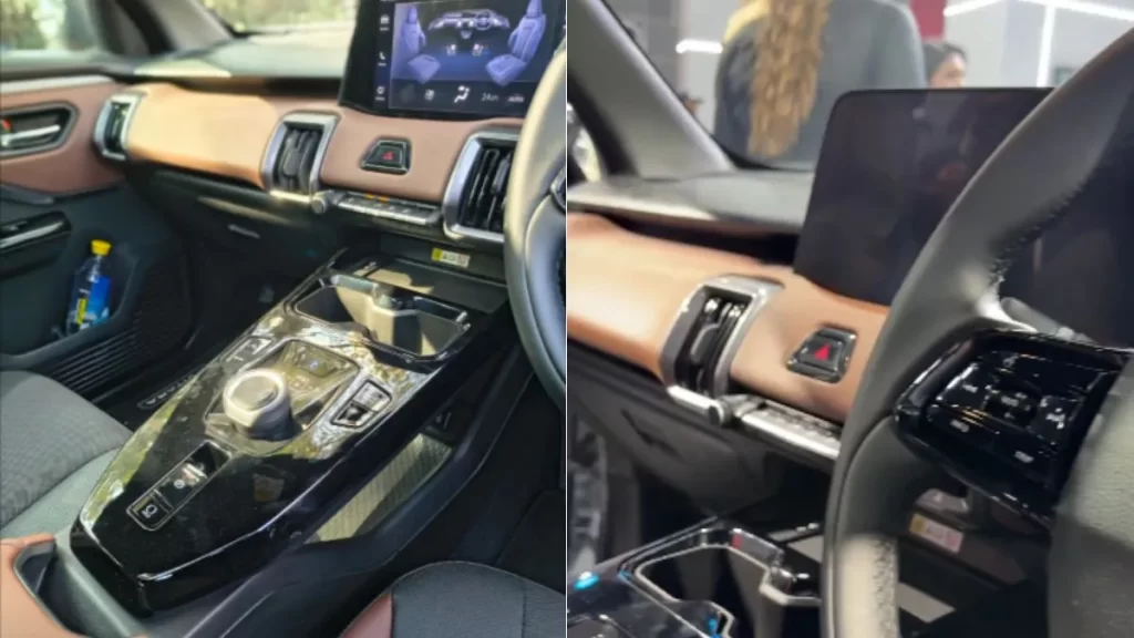 Maruti e Vitara interior dashboard with touchscreen highlighting dated UI